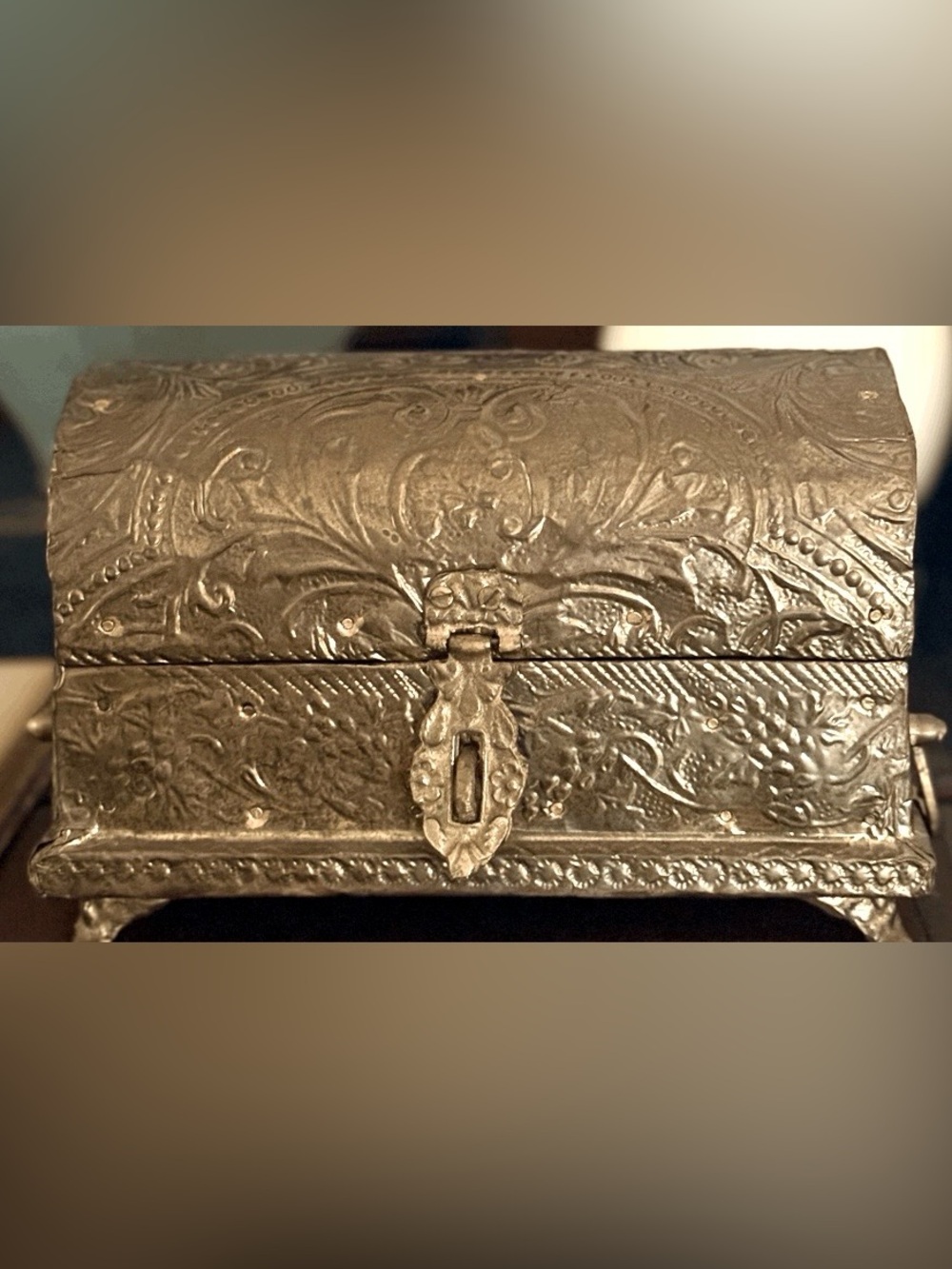 Vintage Ornate Metal Box in Antique Bronze